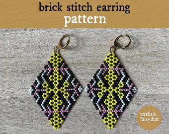 Night Fields Miyuki Bead Diamond Brick Stitch Earring Pattern - Instant Download PDF