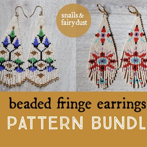 Beaded Fringe Earrings 2 Pattern Bundle Seed Bead Earrings Pattern Bundle