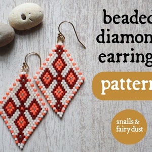 Diamond Brick Stitch Beaded Earrings Pattern Seed Bead Earrings Pattern