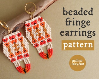 Beaded Earring Pattern Fringe Seed Bead Earring Pattern Poppy Earring Design Mid Century Modern Earring Design