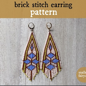 Tapas Brick Stitch Fringe Earring Pattern, Instant Digital Download PDF