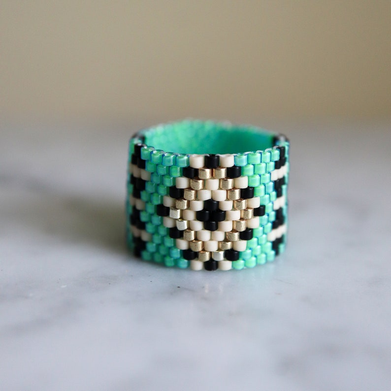Peyote Stitch Ring Pattern Bundle, 5 Beaded Ring Pattern, Odd Count Peyote Patterns, Peyote Stitch Patterns, Instant Download PDF image 8