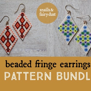 Diamond Shaped Seed Bead Brick Stitch Earrings 2 Pattern Bundle Instant Download