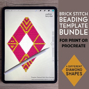 Diamond Shaped Earring Design Template Bundle for Procreate or Print - Four Template Bundle Instant Digital Download