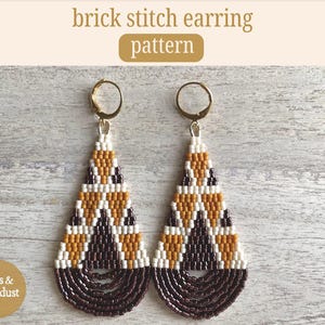 Airelle Brick Stitch Beaded Earring Pattern, Miyuki Delica Beading Pattern, Instant Download PDF