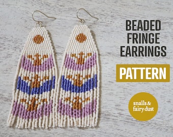 Beaded Fringe Earrings Pattern, Beaded Jewelry Patterns, Beading Pattern, PDF Digital Beaded Earrings Pattern