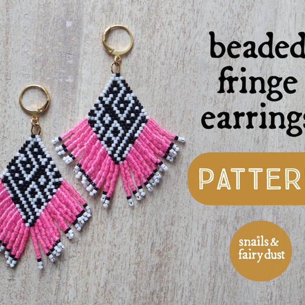 Brick Stitch Pattern for Beaded Fringe earrings, Instant download PDF, Bead Weaving Pattern