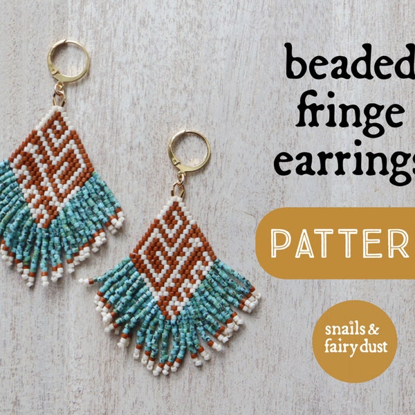 Earring Pattern for Beading, Brick Stitch Pattern for Beaded Fringe earrings, Instant download PDF, Bead Weaving Pattern