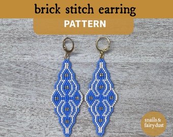 Andros Miyuki Bead Diamond Brick Stitch Earring Pattern - Instant Download PDF