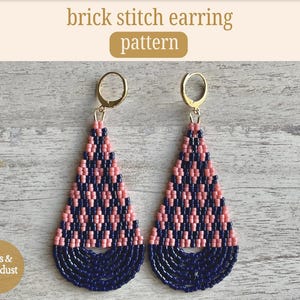Blueberry Hill Brick Stitch Beaded Earring Pattern, Delica Beading Pattern, Seed Bead Earring Pattern