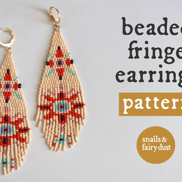 Beaded Fringe Earrings Pattern, Seed Bead Earrings Pattern, Brick Stitch Patterns, Beading Patterns, Digital Download, Boho Earrings