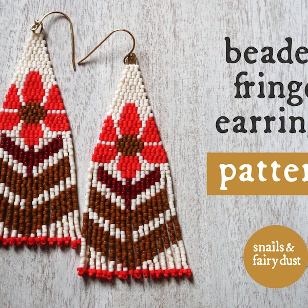 Seed Bead Patterns Beading Patterns Beaded Fringe Earrings Summer Earrings Flower Earrings Y2K Flower Jewelry Digital Download