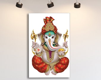 Ganesha Wall Art, Religeous Vertical Wall Art, Lord Ganesha Spiritual Glass Wall Hanging, Hinduism God Decor, Indian Culture and Religion