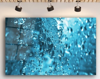 Water Drops Wall Art, Ocean Glass Wall Art, Sea wall Hanging, Blue Glass Wall Art Modern Design, Glass Wall Art Large