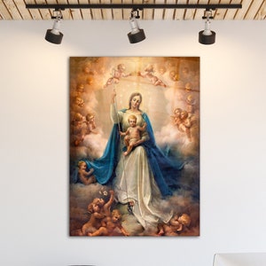 Jesus Mary Wall Art, Jesus Christ Glass Wall Art, Saint Mary Tempered Glass Wall Art, Religeous Art for Christians, Christian wall art