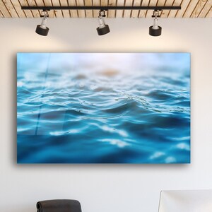 Ocean Glass Wall Art, Sea Wal Hanging, Large glass wall art, Sea Wave Wall Hanging, Blue Wall Decor