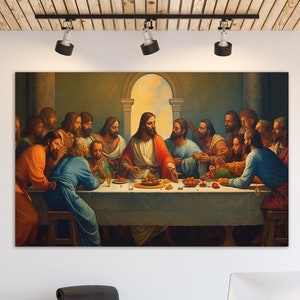 Last Supper Wall Art on Tempered Glass, Jesusu Wall Hanging, Christ Wall Decor