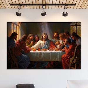 Letztes Abendmahl Wandkunst auf gehärtetem Glas, Jesusu Wandbehang, Christus Wanddekor