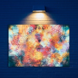 Mandala Glass Wall Art, Tempered Glass Wall Decor, Yoga Wall Hanging, Meditation Studio Design