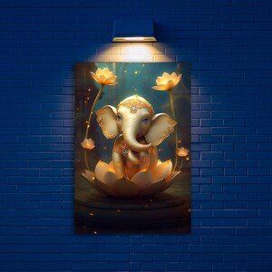 Ganesha Wall Art, Religeous Wall Art, Lord Ganesha Spiritual Glass Wall Hanging, Hinduism God Decor, Indian Culture and Religion