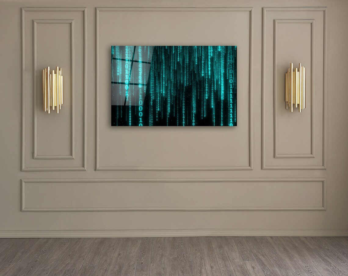 Matrix Wall Art on Tempered Glass, Matrix Wall Hanging, Abstract Wall