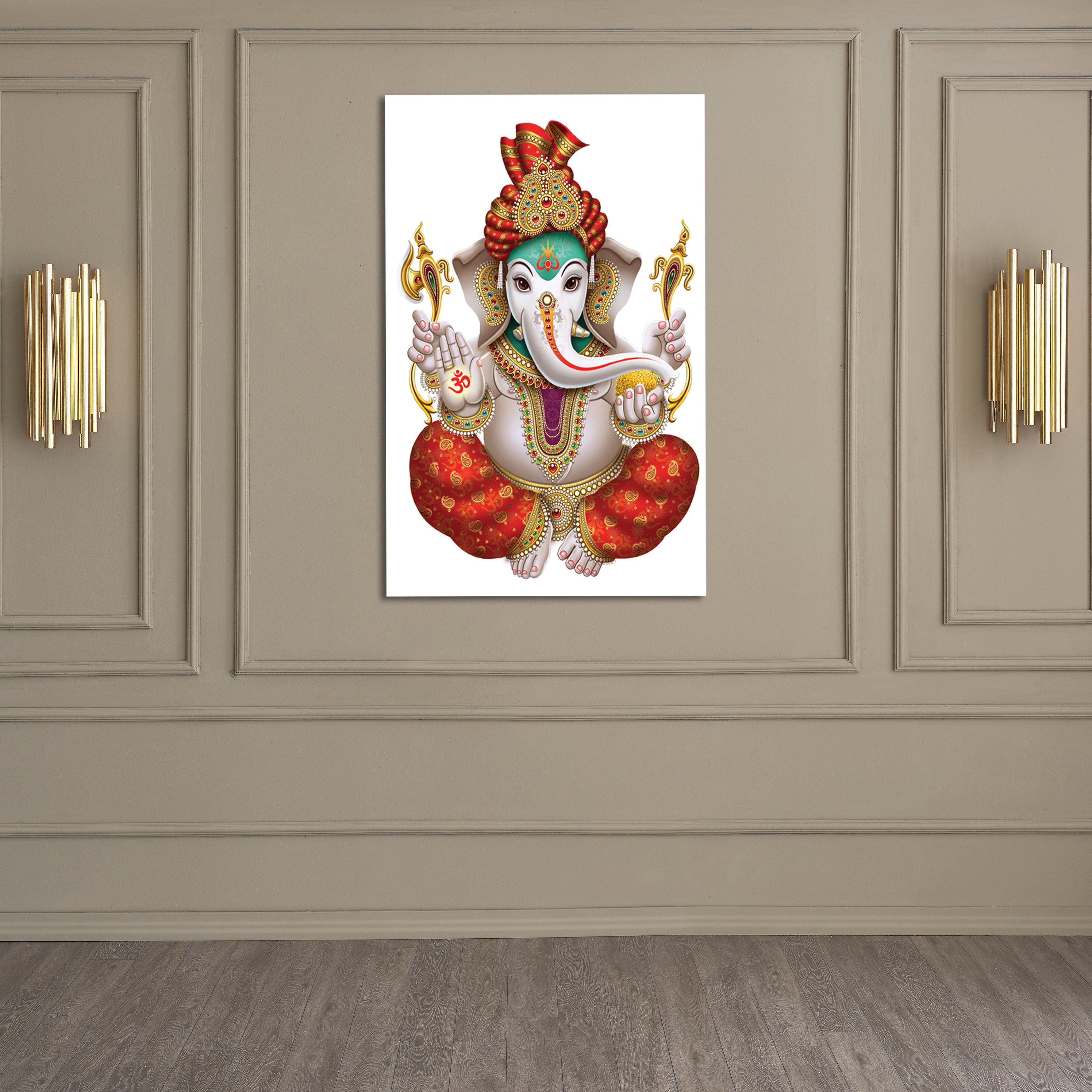 Ganesha Wall Art Religeous Vertical Wall Art Lord Ganesha - Etsy