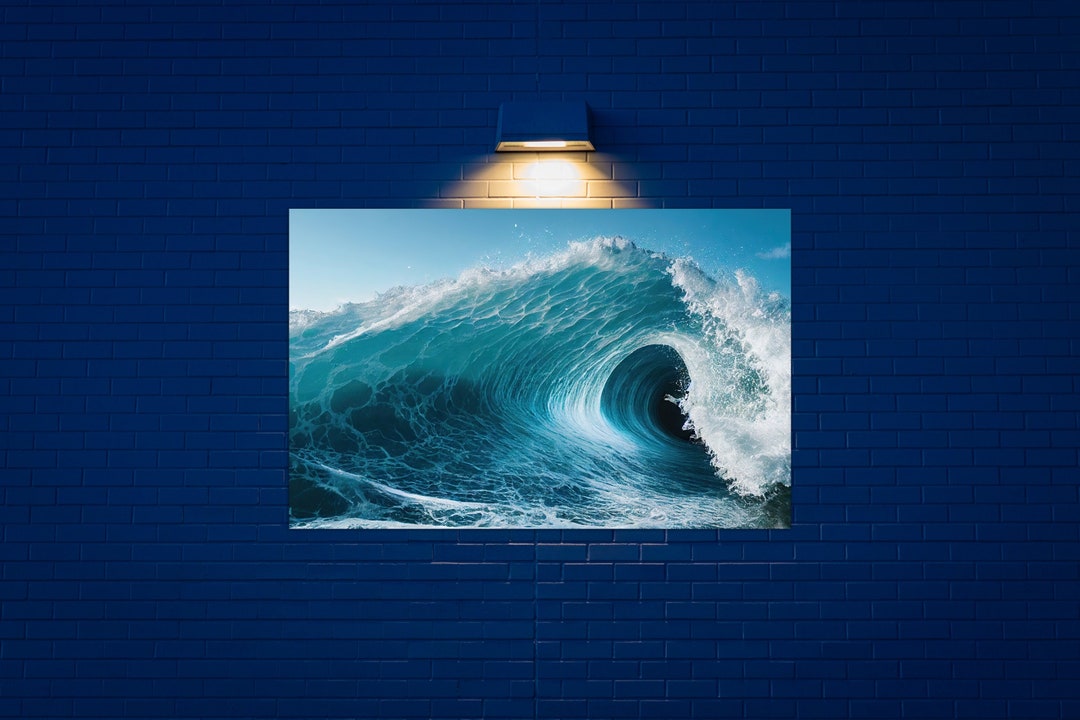 Ocean Wave Glass Wall Art, Sea Wave Wall Hanging on Tempared Glass