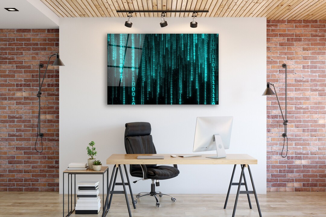 Matrix Wall Art on Tempered Glass, Matrix Wall Hanging, Abstract Wall ...