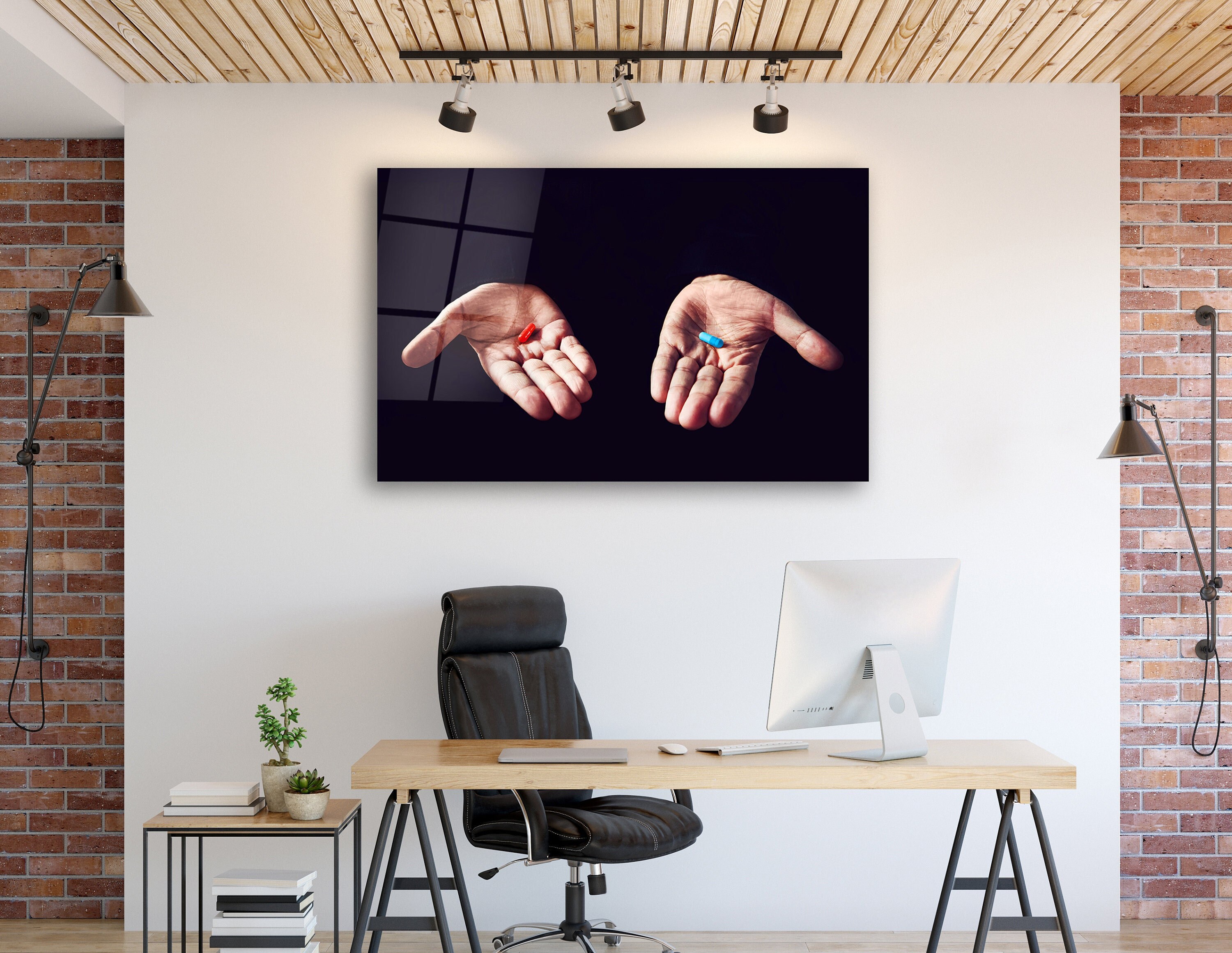 Matrix Glass Wall Hanging the Matrix Wall Art Red or Blue Etsy