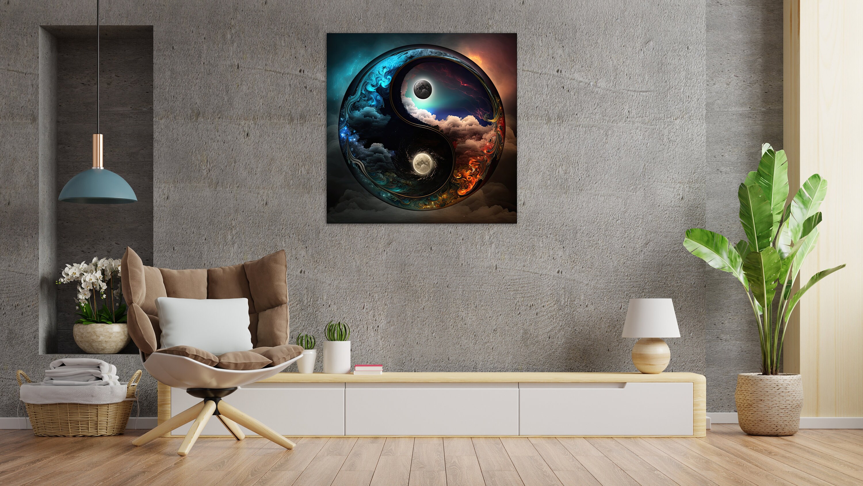 Yin Yang Wall Art on Tempered Glass Glass Wall Art Feng Shui Etsy