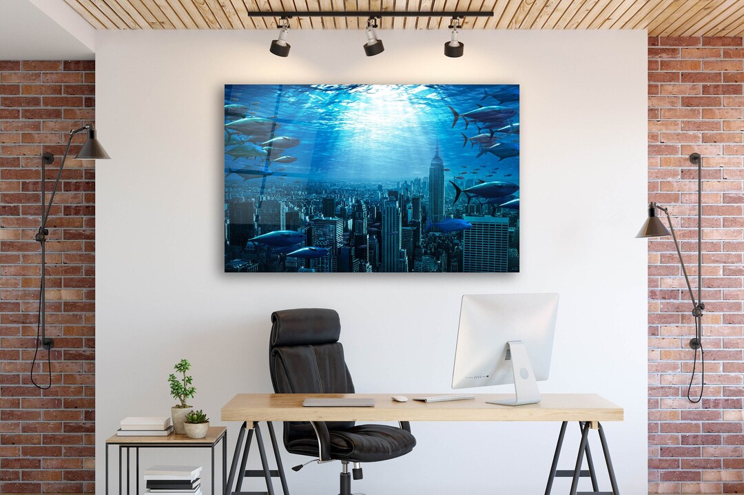 New York Aquarium Glass Wall Art Ocean, Sea Wall Art, Modern Wall Decor