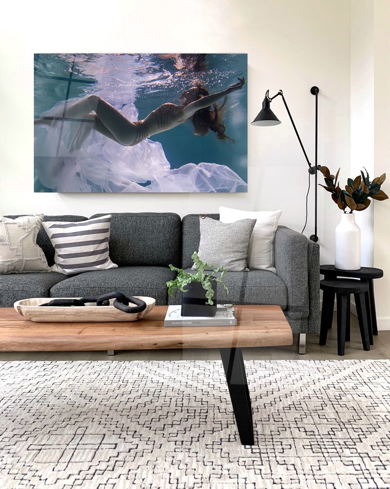 Naked Woman Under Water Glass Wall Art, Tempered Glass Wall Decor