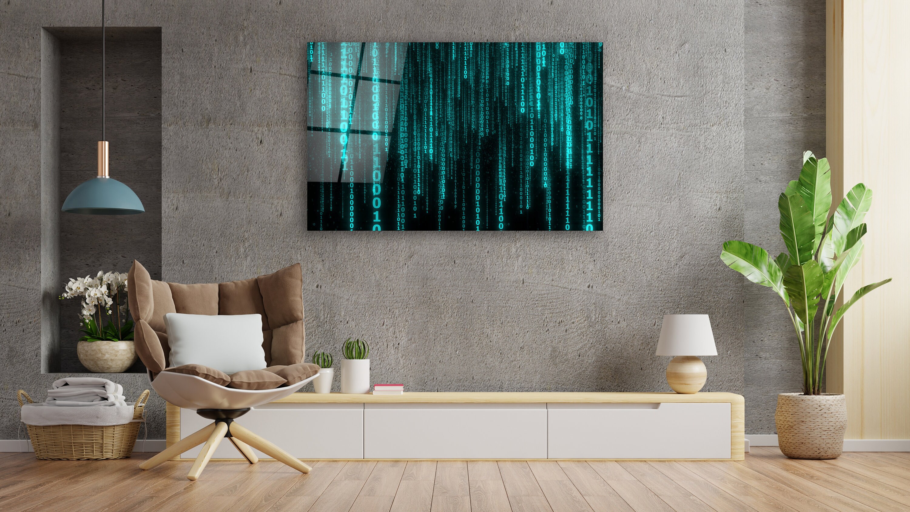 Matrix Wall Art on Tempered Glass, Matrix Wall Hanging, Abstract Wall