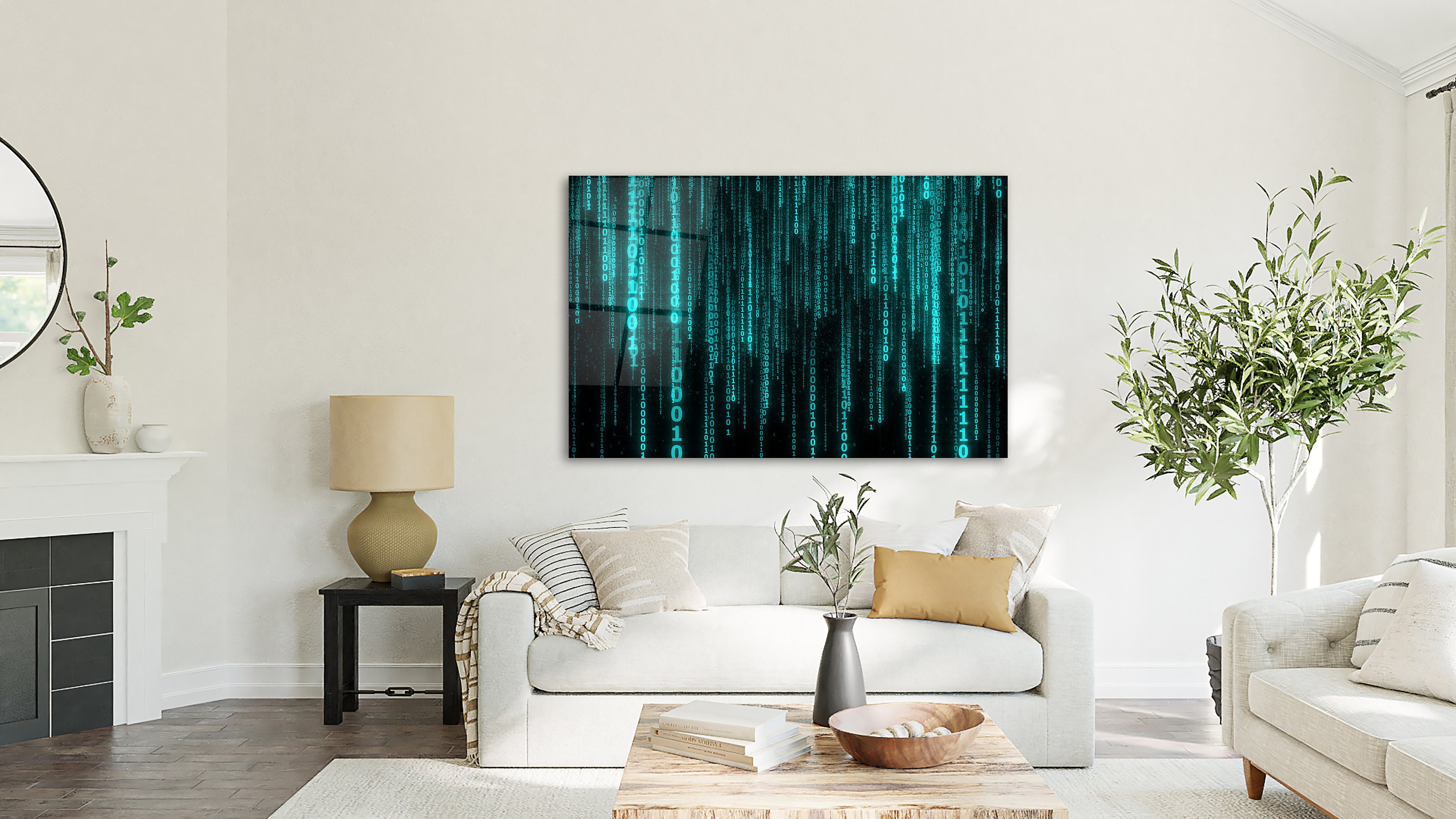 Matrix Wall Art on Tempered Glass, Matrix Wall Hanging, Abstract Wall