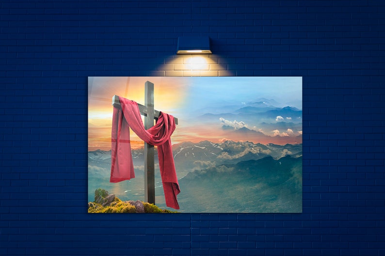 Cross Wall Art, Jesus Christ Glass Wall Art, Christians Glass Wall Art