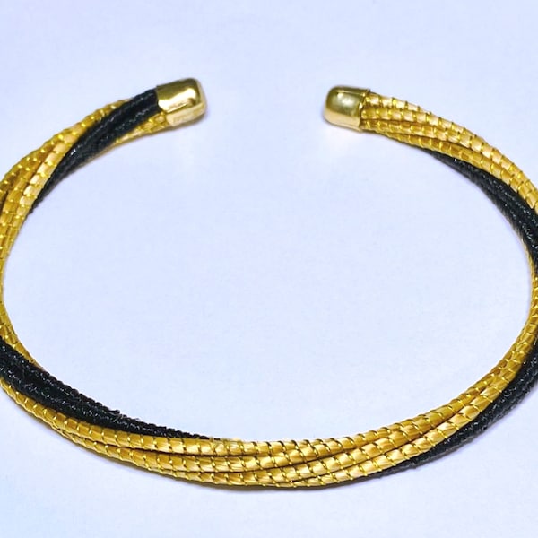 Bracelet en Or Végétal et plaqué Or - Capim Dourado - Or et Noir