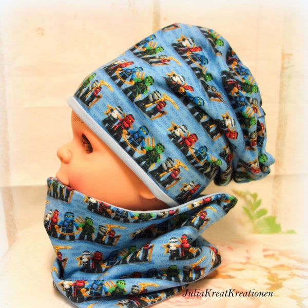 NINJAGO Beanie Mütze Kindermütze  Loop blau Größe wählbar