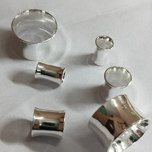 Sterling Silver Double Flare Ear Plugs: Handmade Tunnel Gauges