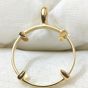 Pendentif rond en argent sterling 925 avec lunette : réglage du connecteur pour pièce de monnaie