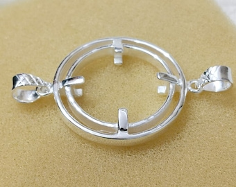 925 Sterling Silver Handmade Bezel setting prong jewelry Tools Coin Connector Blank Bezel Trays Pendant Nickel Free Bezel Coin Connector