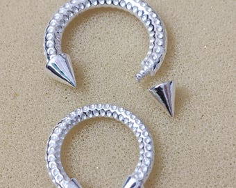 92.5 Sterling Silber Septum Stoßzahn: Tribal Nasenring, Horn Spike - Größe wählen