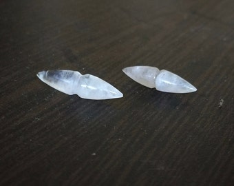 Genuine White Moonstone Nose Wear Septum Tusk - Gemstone Septum Tusk - Horn Spike Tusk - Body Wear Gemstone - Nose Pincher