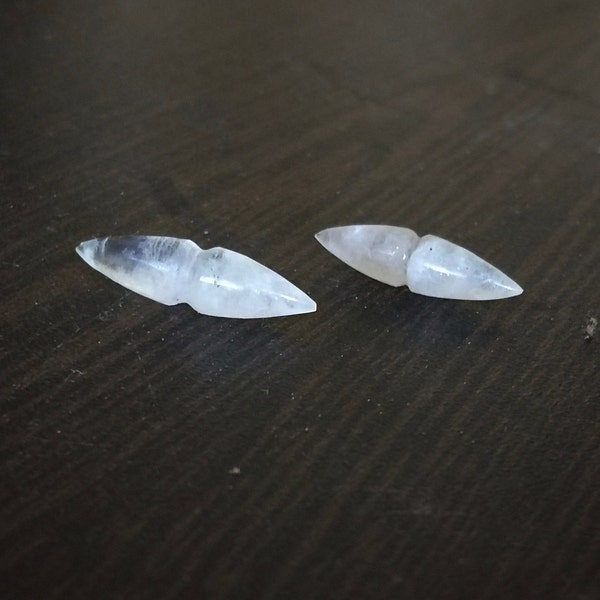 Genuine White Moonstone Nose Wear Septum Tusk - Gemstone Septum Tusk - Horn Spike Tusk - Body Wear Gemstone - Nose Pincher