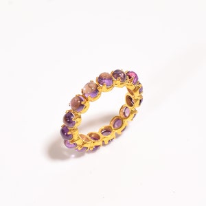 Handmade Ruby Eternity Band Ring: 18K Gold Plated Sterling Silver