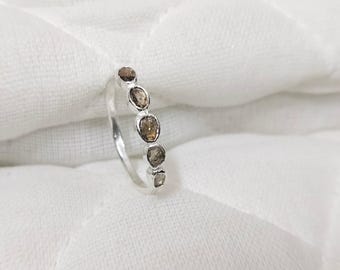Rose Cut Polki Diamond Ring: Handmade Victorian Sterling Silver Band