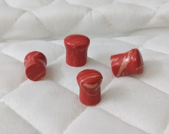 Red Howlite Stone Plugs: Handmade Convex Ear Gauges