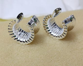 1 para srebrnych zatyczek do uszu Flare Tunnel: ręcznie robione wskaźniki do rozciągania uszu