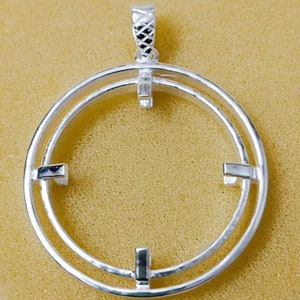 925 Sterling Silver Round Handmade Pendant setting prong jewelry Coin Connector Blank Trays Pendant Nickel Free Bezel Coin Connector