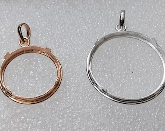 Ciondolo rotondo in argento sterling 925 con montatura per polo Strumenti per la creazione di gioielli Connettore per monete Ciondolo per vassoi vuoti Connettore per monete con lunetta senza nichel