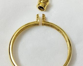 925 Sterling Silver Round Adjustable Bezel Pendant Blank: Coin Connector Setting